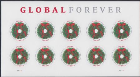 US 4814a Modern Imperf Wreath Global Forever Sheet