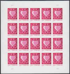 US 4847a Modern Imperf Heart Sheet
