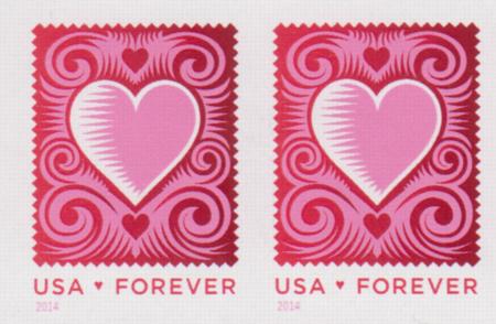 US 4847a Modern Imperf Heart Pair