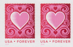 US 4847a Modern Imperf Heart Pair
