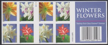 US 4862-65d Modern Imperf Xmas Flowers Booklet
