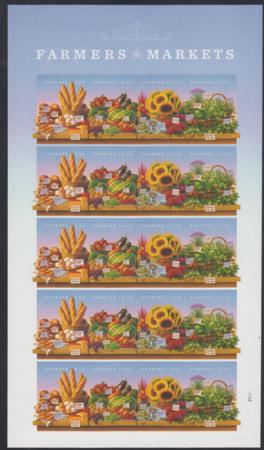 US 4912-15b Modern Imperf Farmers Market H-Strip of 4 Sheet