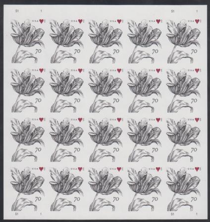 US 4960a Modern Imperf 70¢ Tulip Sheet