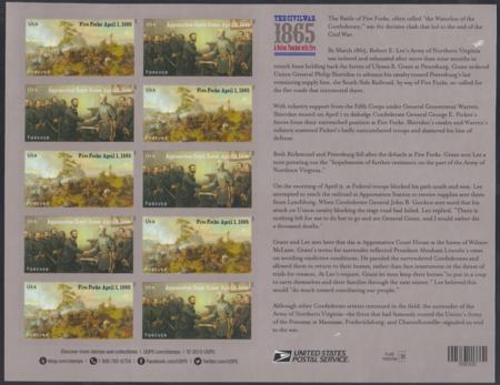 US 4980-1b Modern Imperf Civil War Five Forks-Appomatox Sheet