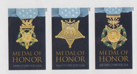 US 4988b Modern Imperf Medal Of Honor Strip Of 3
