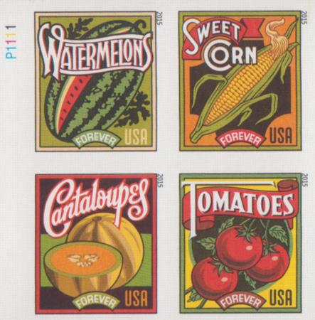 US 5004-7c Modern Imperf Summer Harvest Block of 4