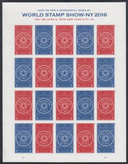 US 5010-11b Modern Imperf World Stamp Show 2016 Sheet