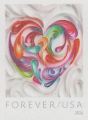 US 5036a Modern Imperf Quilted Paper Heart Single