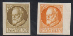 Bavaria 144a, 148a VF NH No Overprint Imperf Single Set