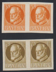 Bavaria 144a, 148a VF NH No Overprint Imperf Pair Set