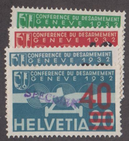 Switzerland C20 - C25 "Specimen" Overprint from Receiving Post Office