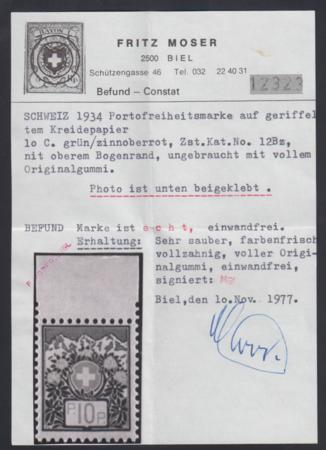 Switzerland S11a F - VF Mint NH Swiss Cert