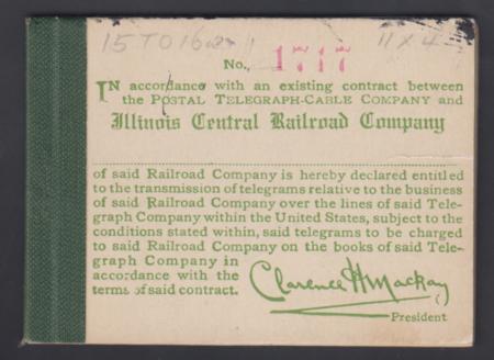 US 15 - 16a Postal Telegraph-Cable Company Unexploded Booklet of 11 Panes of 4