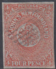 Newfoundland 12 F - VF Used APS Cert 4 Margins cv $1,350