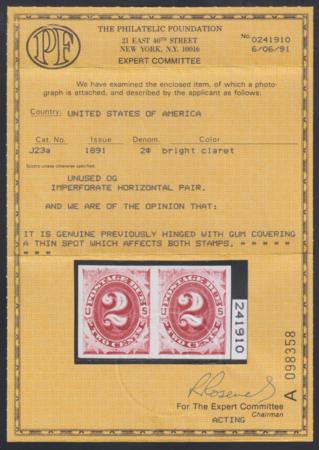 US J23Pa4 Postage Dues VF Hinged - PF Cert cv $425