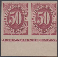 US J28Pa4 Postage Dues VF Hinged Imperf Pair cv $500