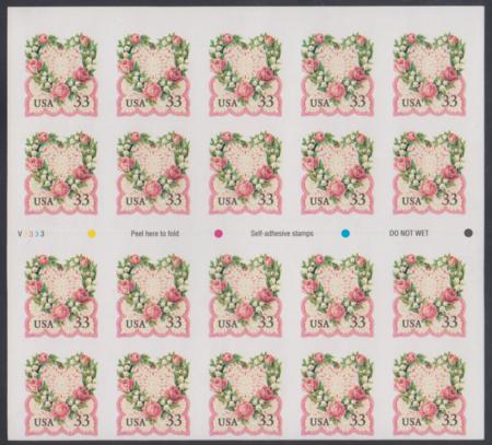 US 3274c Error VF Mint Full Imperf Pane of 20, No Die Cutting - Weiss Cert cv $1,000