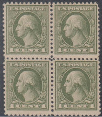 US 525 Washington / Franklin F - VF NH/LH Block of 4 cv $70