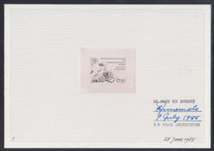 United Nations Vienna 63 Large Die Proof Mounted on Horizontal Watermarked and Marbled Paper