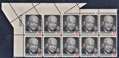 US 1394 Error UL Corner Plate Block of 10 with Radical Pre-Printing Paper Fold - Unique!