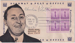 US 901 Autographed Cover, Charles Poletti, Governor of NY