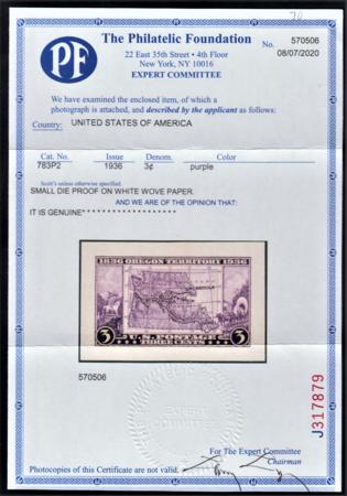 US 783P2 Superb Mint Small Die Proof on White Wove - PF Cert