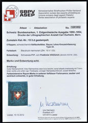 Switzerland 7 Var VF Used Pos. 23, 4 Margins Closer at UL - Perfect "P.P" Cancel from Zurich/VIII - Hermann Cert. cv $1,675