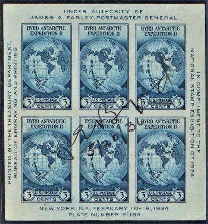 US 735 S/S Autographed by Richard E. Byrd
