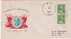 US Kentucky, Ed 705 Fancy Cancel Cover, George Washington in Square