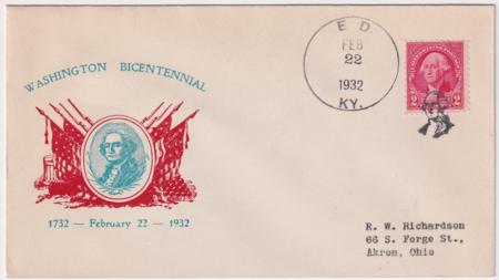 US Kentucky, Ed 707 Fancy Cancel Cover,  Small Washington Bust