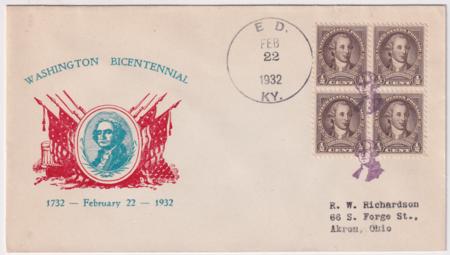 US Kentucky, Ed 707 Fancy Cancel Cover,  Small Washington Bust
