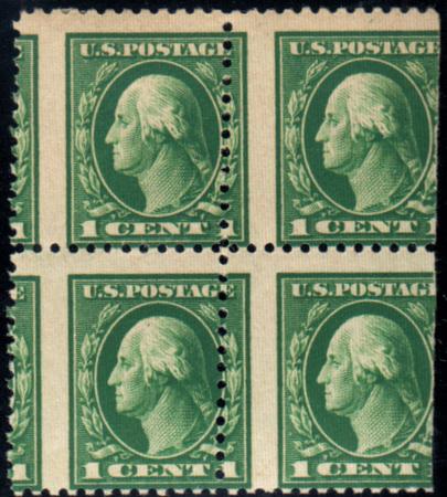 US 498 Washington / Franklin Error Mint NH/H Perf Shift Block of 4