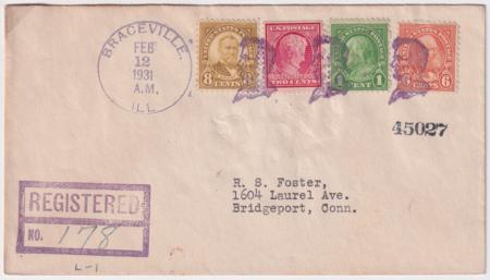 US Illinois, Braceville 367, 632, 638, 640 Fancy Cancel Cover, Lincoln Bust