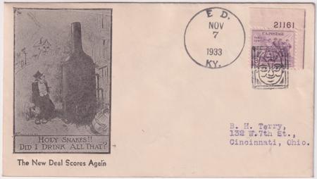 US Kentucky, Ed 542, 7161  Fancy Cancel Cover, Face in Box