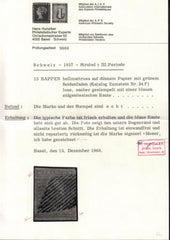 Switzerland 33 (SBK 24F) Used VF-XF 4 Frame Lines, Margins All Around Hunziker Cert. Nice Blue Grid