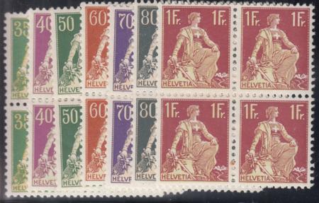 Switzerland 135a/144a Mint NH VF Scarce Complete Set Of Blocks