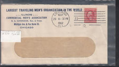 US 384 FDCS Shermack III VF Stamp + Cover, Chicago March 1912, Men's Travel Org. Window Env., Multicolored On Reverse.