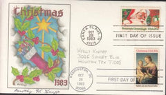 US 2063-4 FDC Dorothy Knapp Combo FDC With Her Printed Cachet Addressed To Son Wally Knapp, Autographed By Her. Unique! Ex Wally Knapp, 2 Separate Cancels
