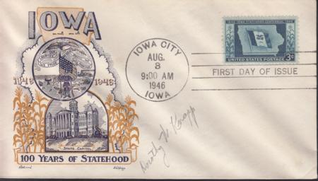 US 942 FDC Fleetwood/Knapp Printed Cachet Unaddressed FDC, Autographed By Dorothy Knapp.