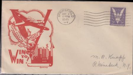 US 905 FDC On Knapp Patriotic "Wings To Win" Addressed To MR Knapp In Rhinebeck. Ex Wally Knapp. Unique!