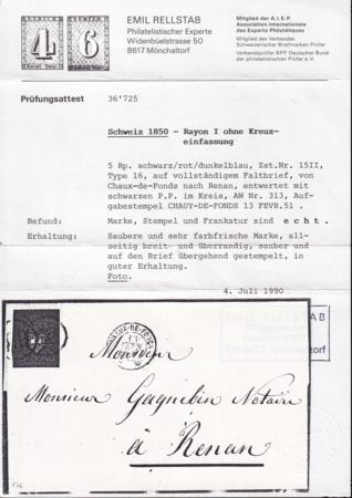 Switzerland 7 (SBK 15II) VF/XF Stamp On XF Complete Folded Business Letter