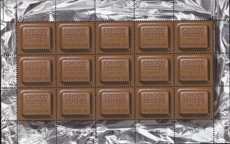 Swiss 1100 - 2004 Scratch & Sniff Chocolate Full Sheet Of 15