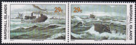 US 318-19(W46) Trust Territories Marshall Islands WWII Anniversaries NH VF Convoy
