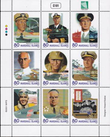 US 787 Trust Territories Marshall Islands NH VF Am. Naval Heroes M/S
