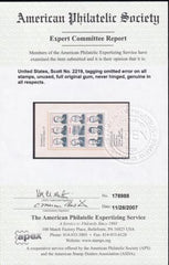 US 2219var Error Mint NH XF Tagging Omitted - APS Cert - Soon To Be Listed In Scott