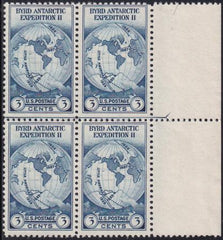 US 753 3¢ Byrd Farley Mint Positions No Gum VF Left Or Right Arrow Block