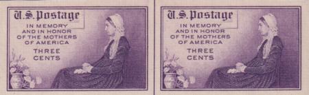 US 754 3¢ Mother's Day Farley Mint Positions No Gum VF Horiz. Pair Vert. Ln.