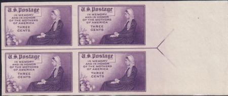 US 754 3¢ Mother's Day Farley Mint Positions No Gum VF Left Or Right Arrow Block