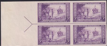 US 755 3¢ Wisconsin Farley Mint Positions No Gum VF Left Or Right Arrow