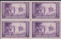 US 755 3¢ Wisconsin Farley Mint Positions No Gum VF Center Line Or Cross Gutter Block